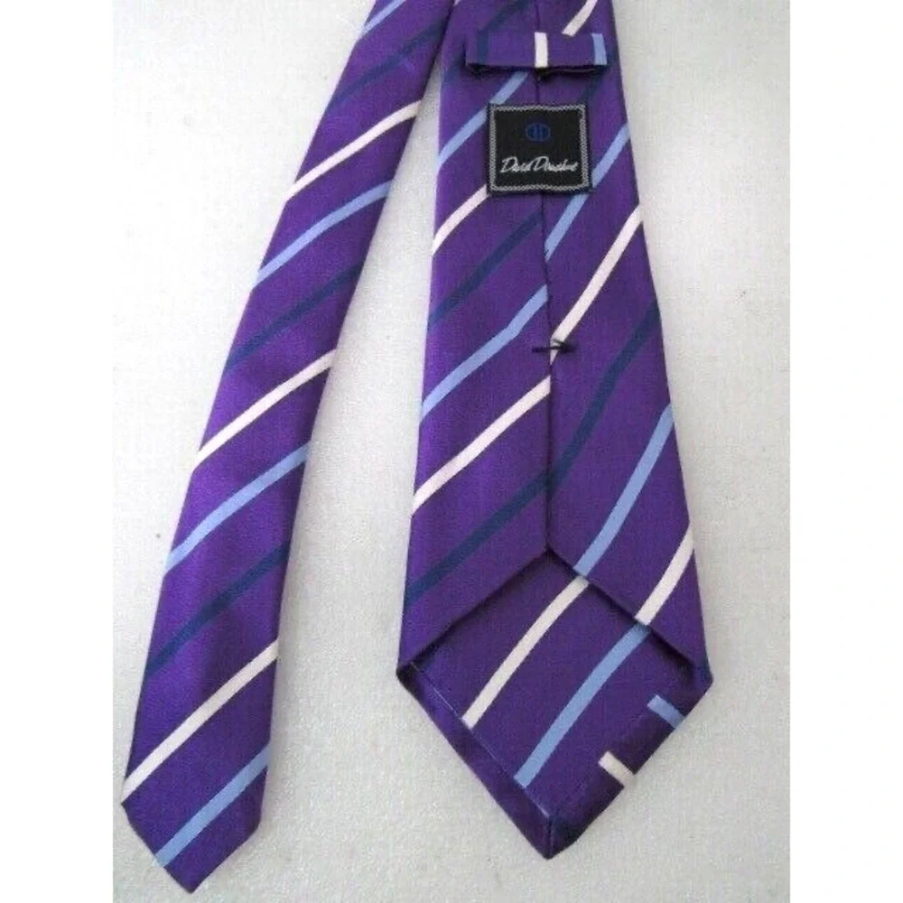 David‎ Donahue Purple Skinny Stripe Silk Tie